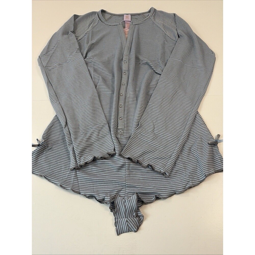 Savage X Fenty Midnight Cruise Romper Sleepwear Moon Daisy Blue Striped Size M